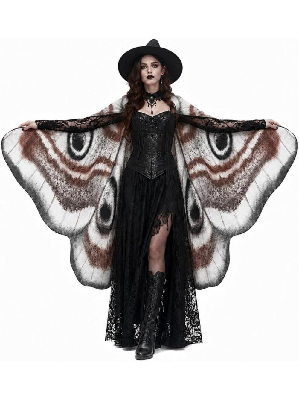 Double-Sided Printed Moth Wings Cape Shawl - 76x54 Inch Stylish Wrap